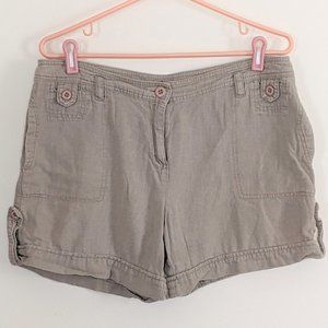 AB Studio Casual Beige Shorts Linen Blend Lightweight Side Pockets, Women's Sz 8